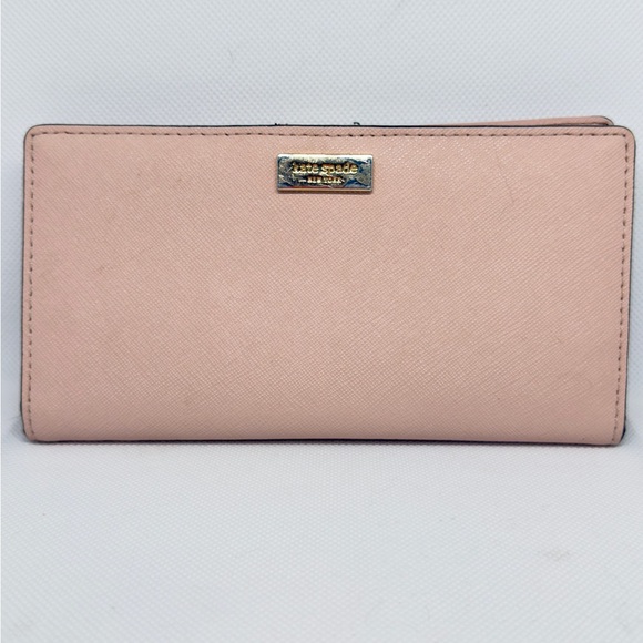 Kate Spade bi-fold wallet pink textured leather Pre-owned women’s wallet - Picture 1 of 8